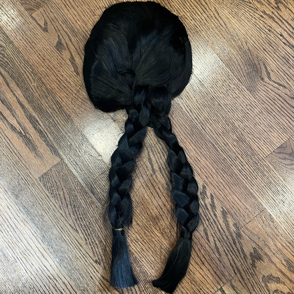 Wednesday Addams Halloween Costume Black Braided Pigtails Wig